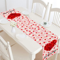 Valentine's Burlap Table Runner 70 Inches Longhappy Valentine's Day Heartshaped 