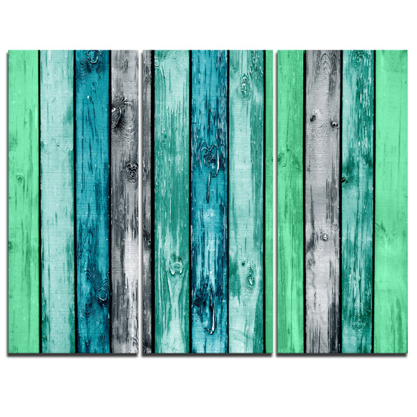 Designart Painted Wooden Planks 3 Piece Painting Print On