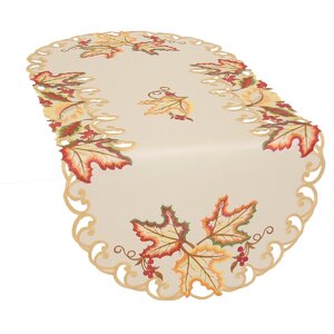 Moisson Leaf Embroidered Cutwork Fall Table Runner