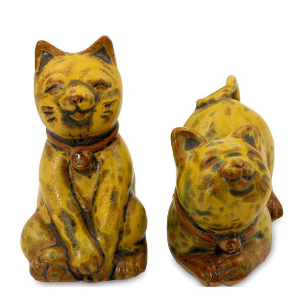 World Menagerie Chatillon 2 Piece Feline Sisters Ceramic Cat