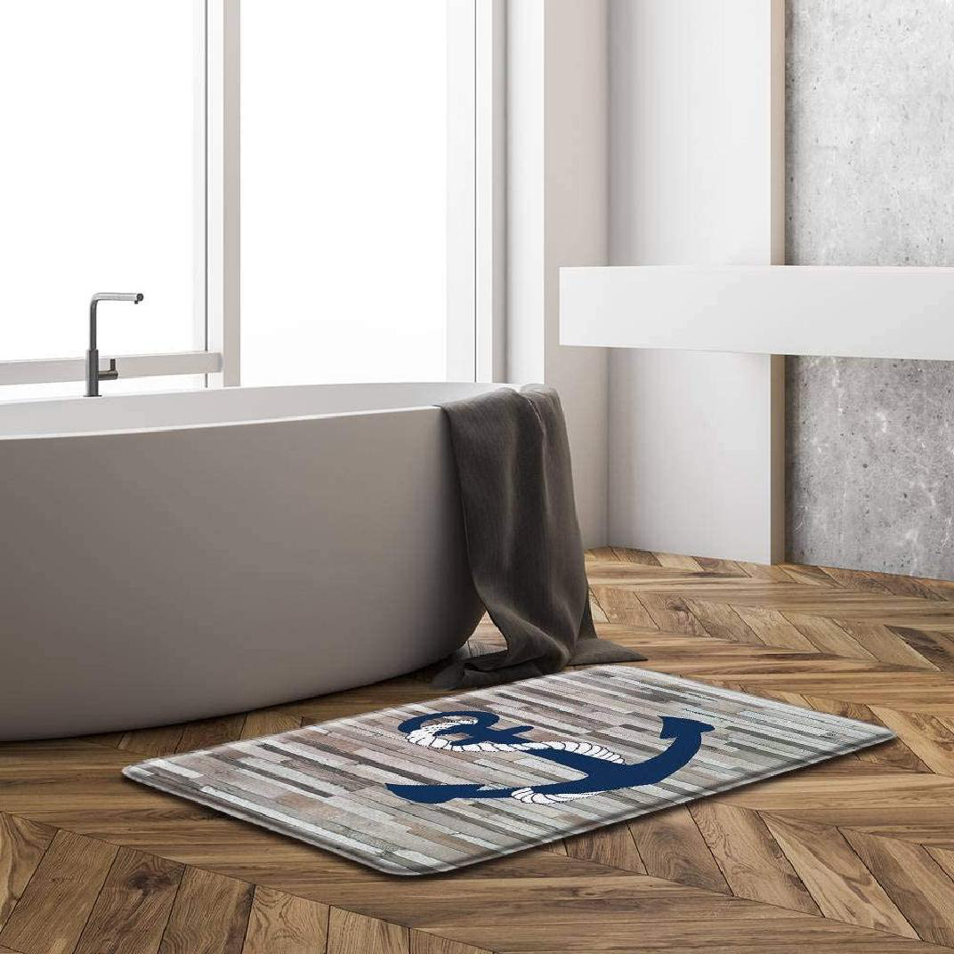 Soft Rug For Bath Bathroom Bedroom Home Floor Shower Mat Nonslip Nautical Anchor 