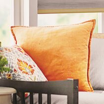 Orange Throw Pillow Set Bright Zig Zag Geometric Orange Scatter Cushions