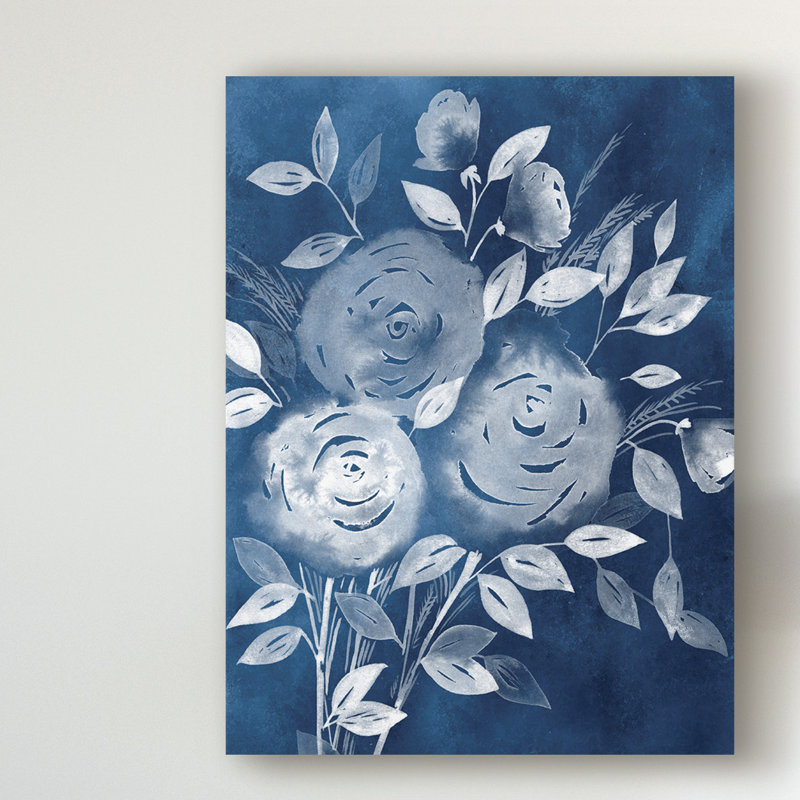 East Urban Home Cyanotype Roses I Acrylic Painting Print On