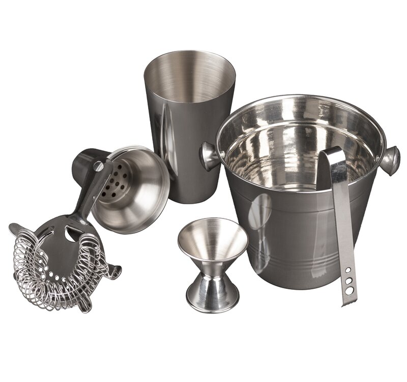 Clayville 5 Piece Cocktail Shaker and Bar Accessories Set