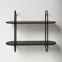 RA-HOMESTORE New Elegant Black Wired Framed Tromso Set of 2 Wall Shelves Black 