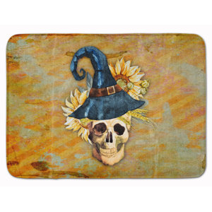 Day of the Dead Witch Skull Memory Foam Bath Rug