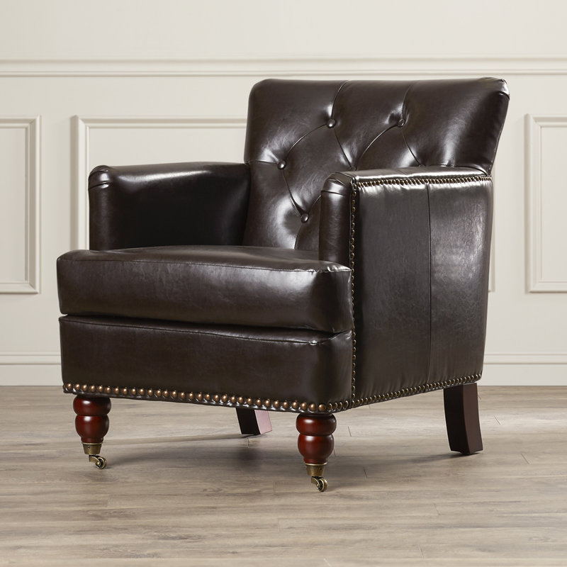 Darby Home Co 28" W Tufted Faux Leather Club Chair & Reviews