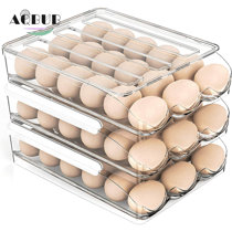 Auto Scrolling Egg Holder,Multi-Layer Stackable Egg Storage box Large Capacity Egg Container for Refrigerator./ Each layer hold 18 Eggs 2 Pack 