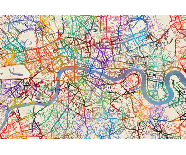 East Urban Home Urban Rainbow Street Map Series London England United Kingdom Graphic Art On Wrapped Canvas Wayfair