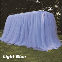 Leegleri 6ft Long Tulle Table Skirt Ruffle Tutu Table Cloth Tableware for Rectangle or Round Table for Baby Shower,Wedding Party Decoration Champagne,L6 ft H30in 