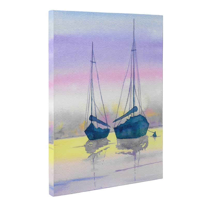 Breakwater Bay Boats At Sunset Painting Print On Paper Wayfair