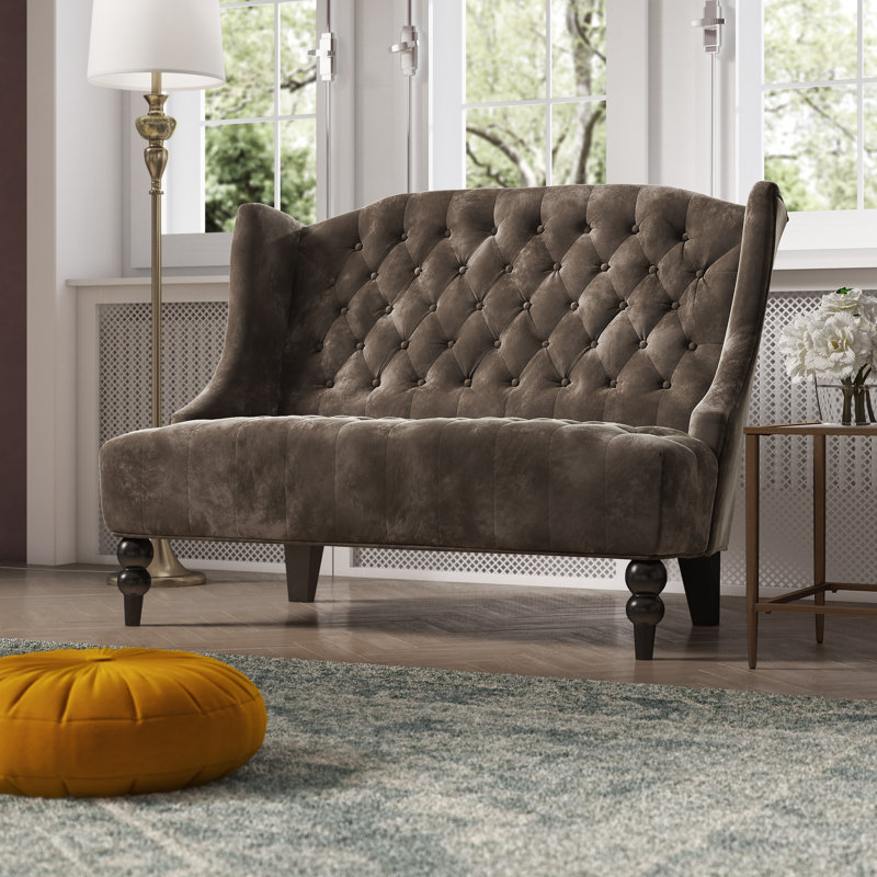 Carolina Velvet 50" Recessed Arms Loveseat