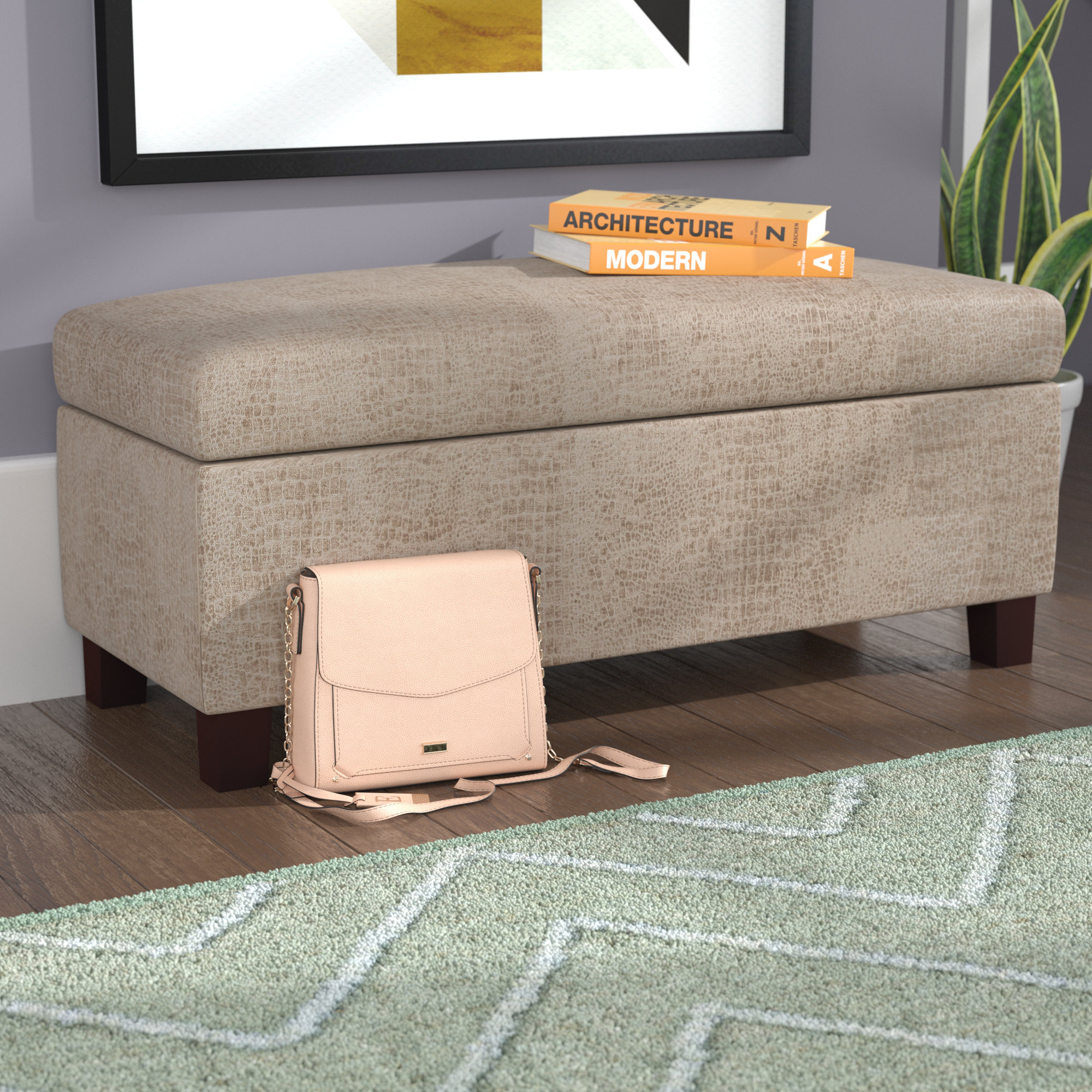Wrought Studio Roper Hinged Top Aldo Overcast Upholstered Storage Wrought Studio Roper Hinged Top Aldo