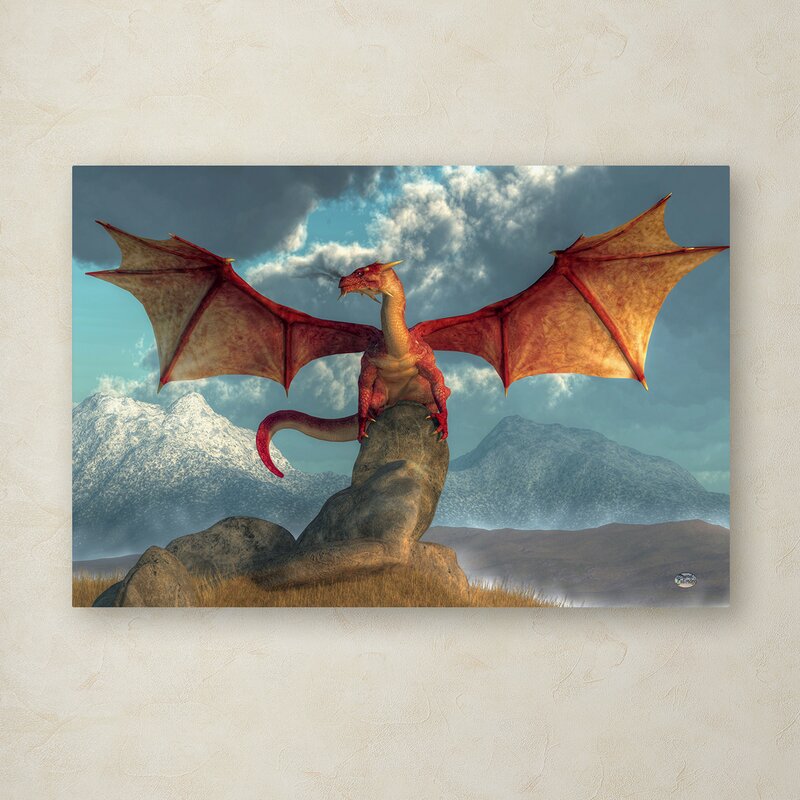 Daniel Eskridge Fire Dragon -Dragon Graphic Art on Canvas