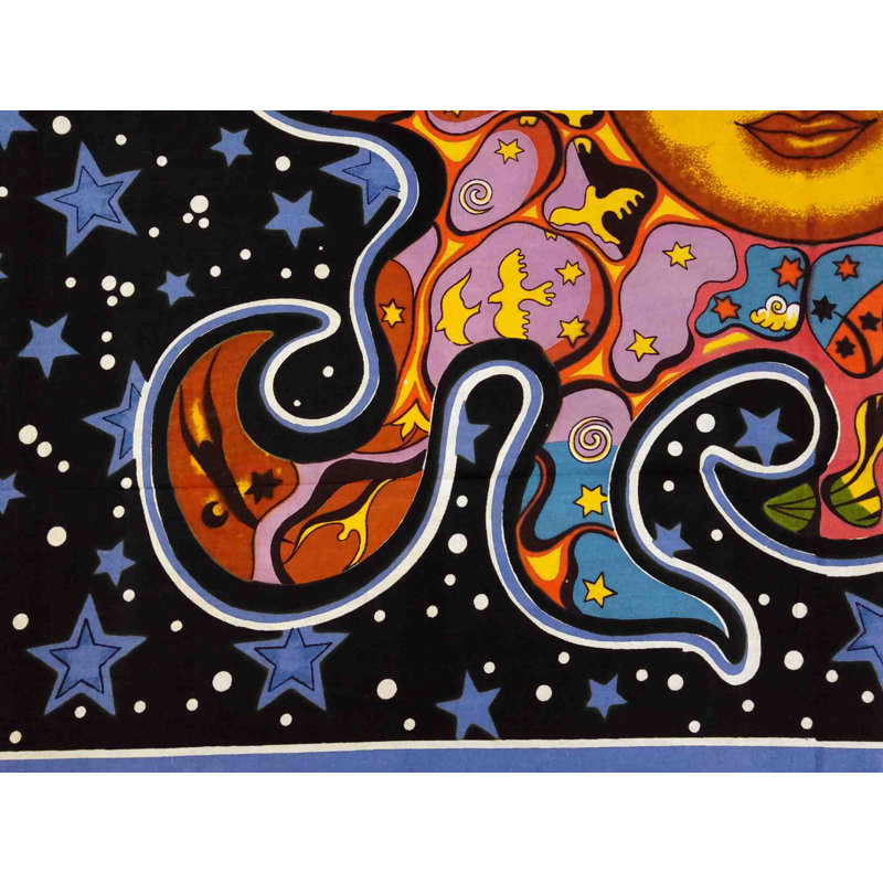 World Menagerie Smiling Sun Moon Star Divine Spiritual Yoga Tapestry Wayfair