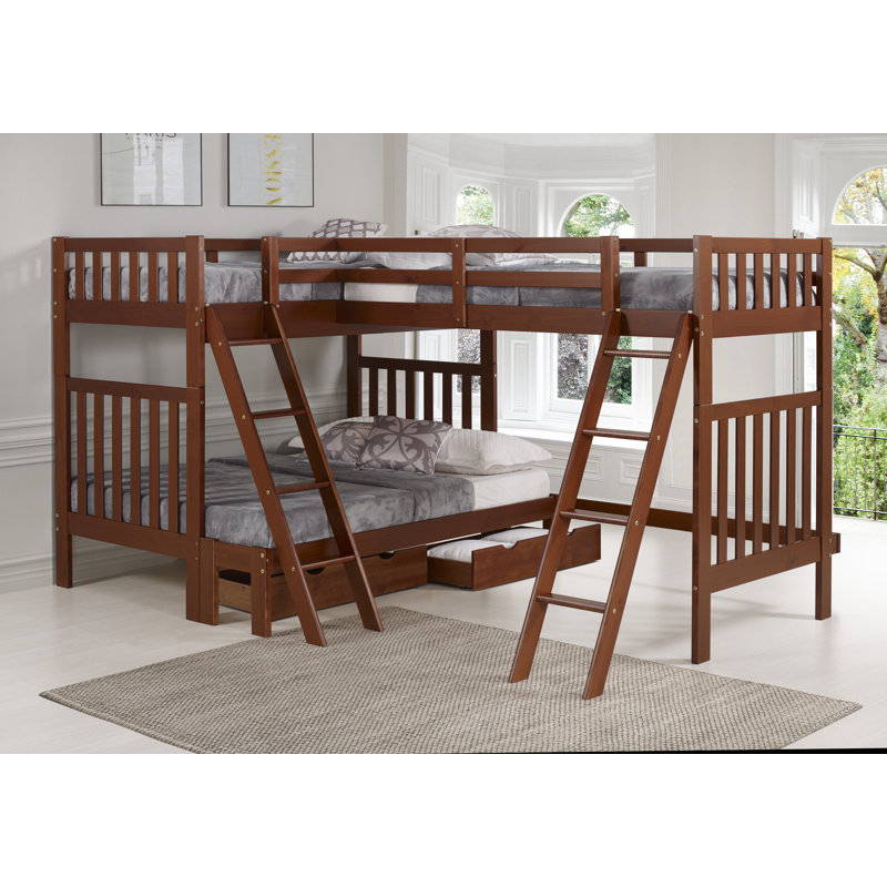Alcott Hill Ratcliff Twin Over Full L Shaped Bunk Beds With