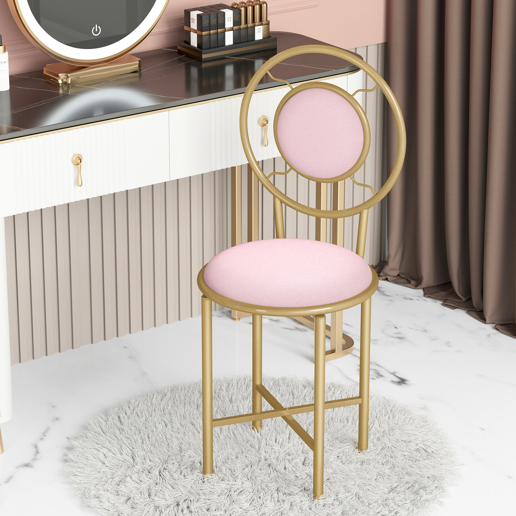 circle vanity with chair