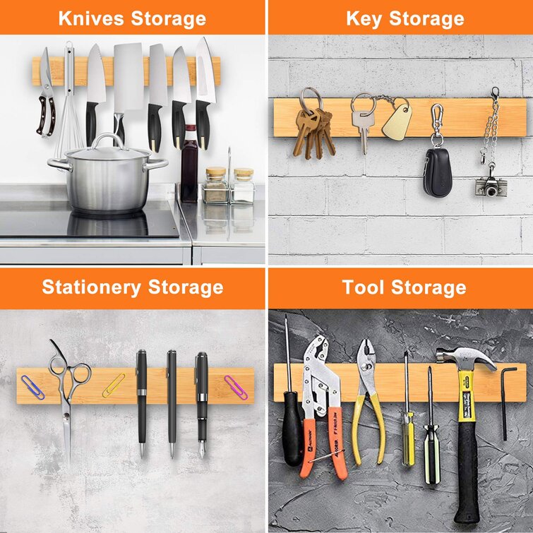 Kitchen Wall Mounted Magnetic Rack Utensils Storage Tool Bar Holder