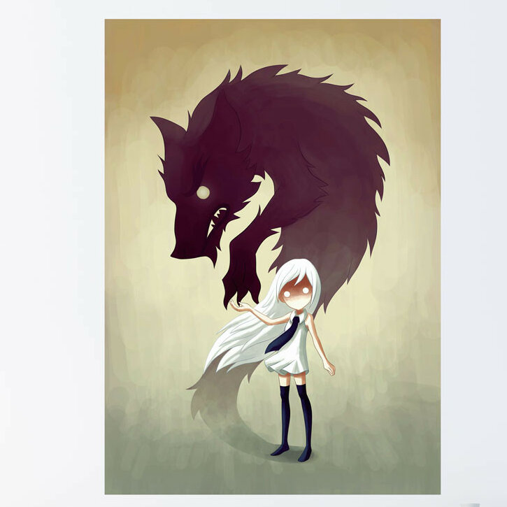 My Wonderful Walls Anime Girl And Wolf Wall Decal Wayfair