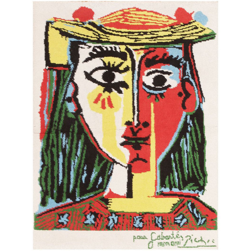 One Of A Kind Pablo Picasso Hand Knotted 1900s Red 3 X 4 Wool Area Rug