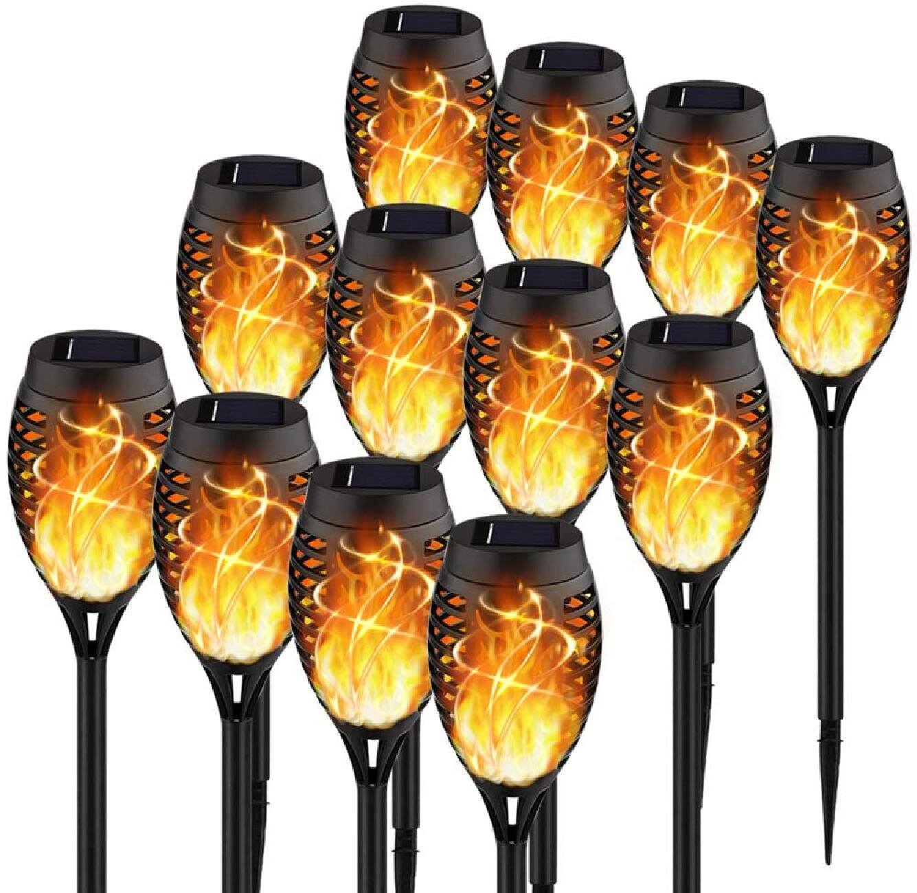 Solar Torch Light Waterproof LED Flame Flickering Dancing Garden Lantern Lamp 