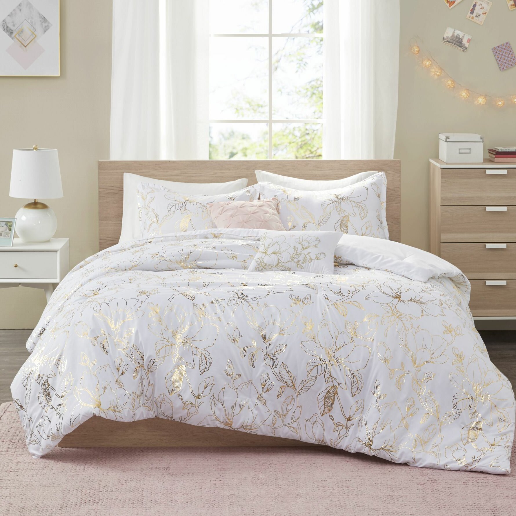 white and gold comforter target