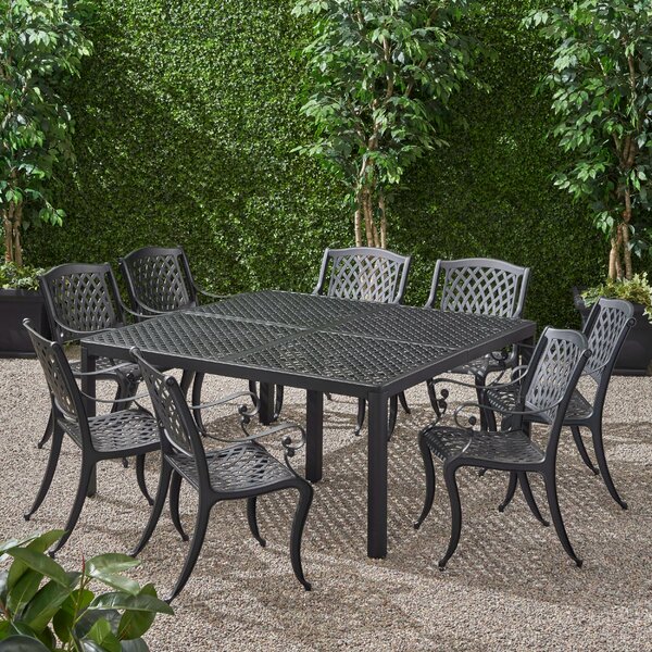Darby Home Co Ashleigh Square 8 - Person 61.25'' Long Aluminum Dining Set &  Reviews | Wayfair
