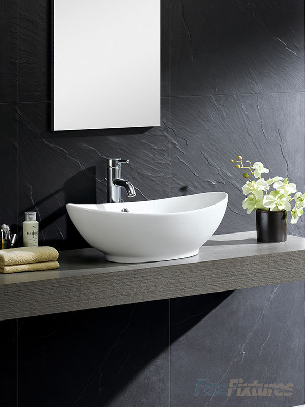 Fine Fixtures Modern Ceramic Oval Vessel Bathroom Sink With Overflow Modern Ceramic Oval Vessel Bathroom Sink With Overflow