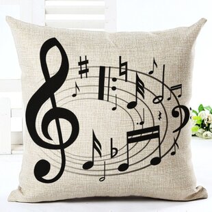 18IN Music Notes Stave Melody Theme Linen Cushion Cover Throw Pillow Case AM5 