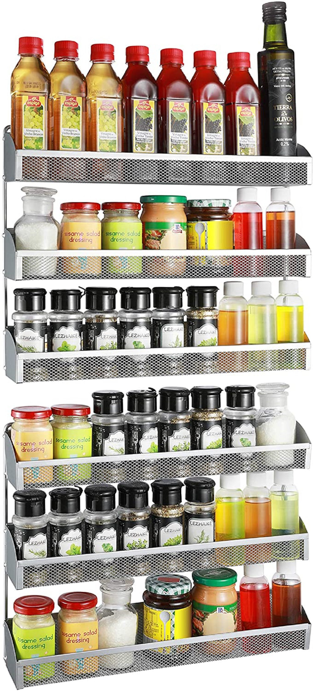 cabinet hanging spice rack on Rebrilliant 2 Pack 3 Tier Spice Rack Organizer Wall Mounted Spice Shelf Storage Holder For Kitchen Cabinet Pantry Door Silver Wayfair
