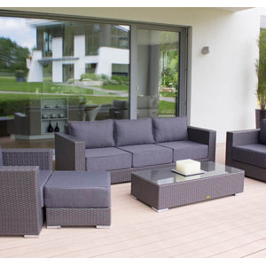 5-tlg. Polyrattan-Lounge-Set mit Kissen von Esse..