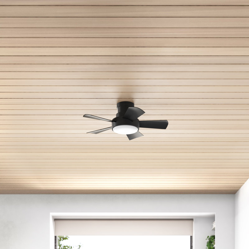 Vox 5 Blade Outdoor Led Smart Flush Mount Ceiling Fan With Wall