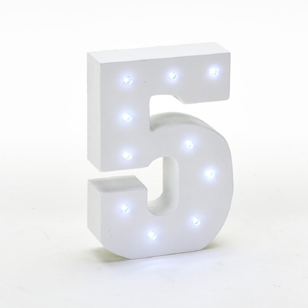 White Wooden Letter Alphabet with LED Light Freestanding Symbols Sign Numbers