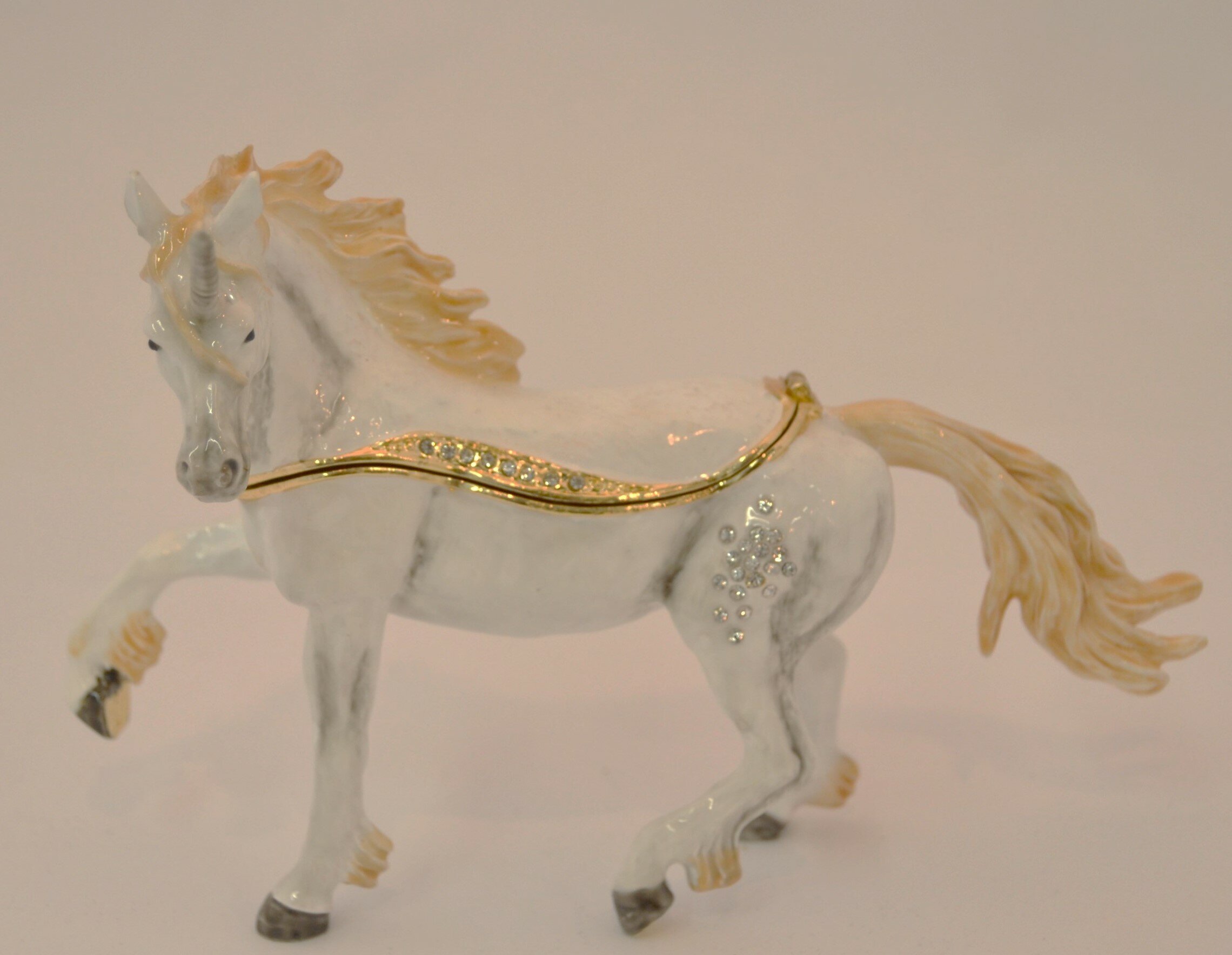 CIEL Decorative Jeweled Horse Trinket Box Hinged Opening Hand Painted Enamel