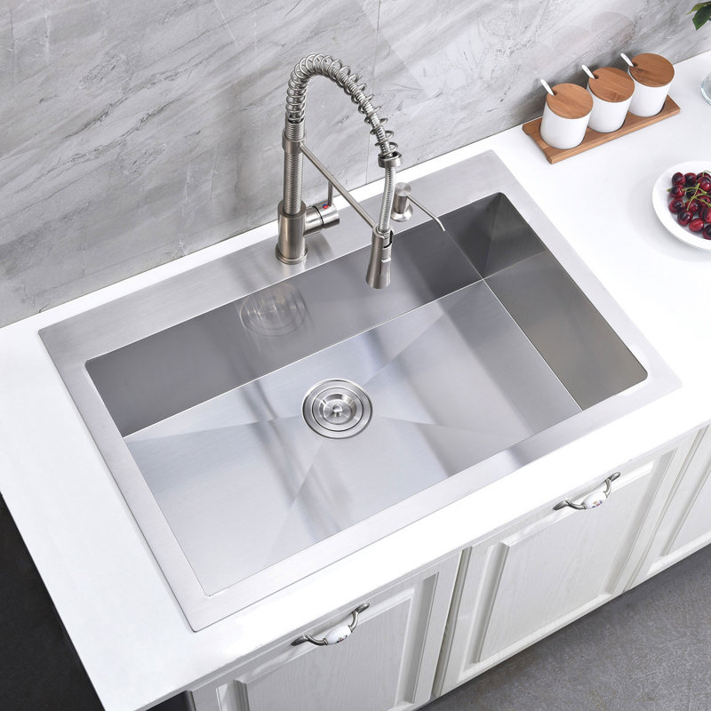 Vccucine 33 L X 22 W Drop In Kitchen Sink With Faucet Wayfair