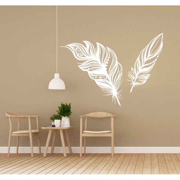 Creative Wall Sticker  Blue Feather Bedroom Decor Sofa Background Self Adhesive