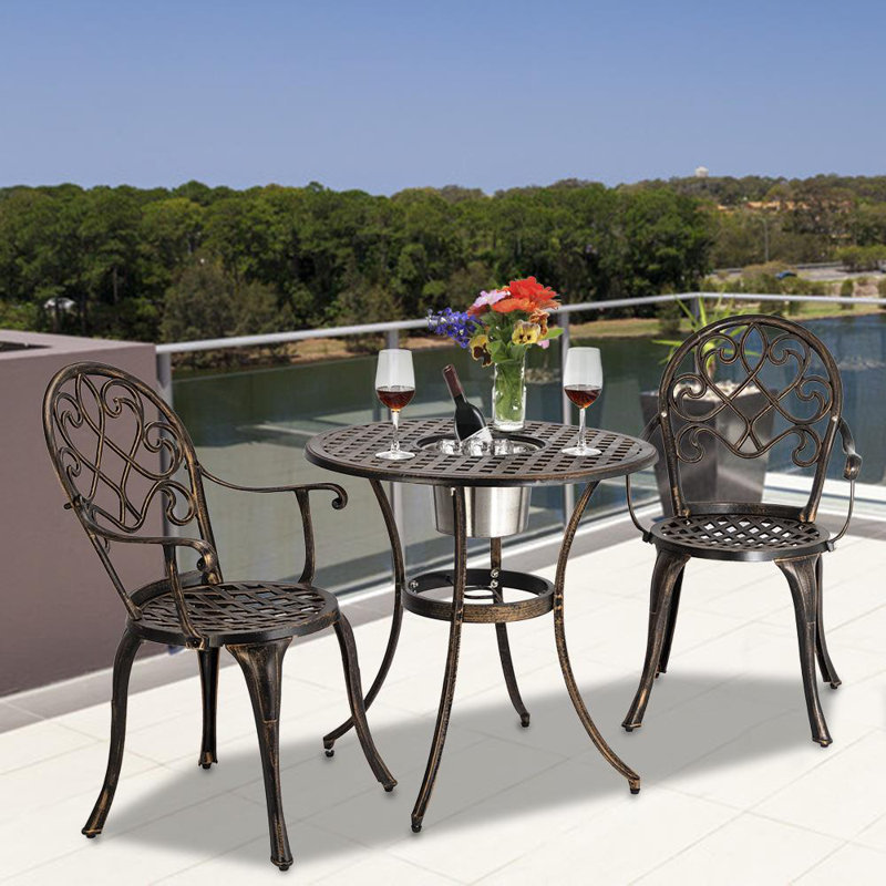 Fleur De Lis Living Kristi Cast Aluminum 3 Piece Bistro Set Wayfair Kristi Cast Aluminum 3 Piece Bistro Set