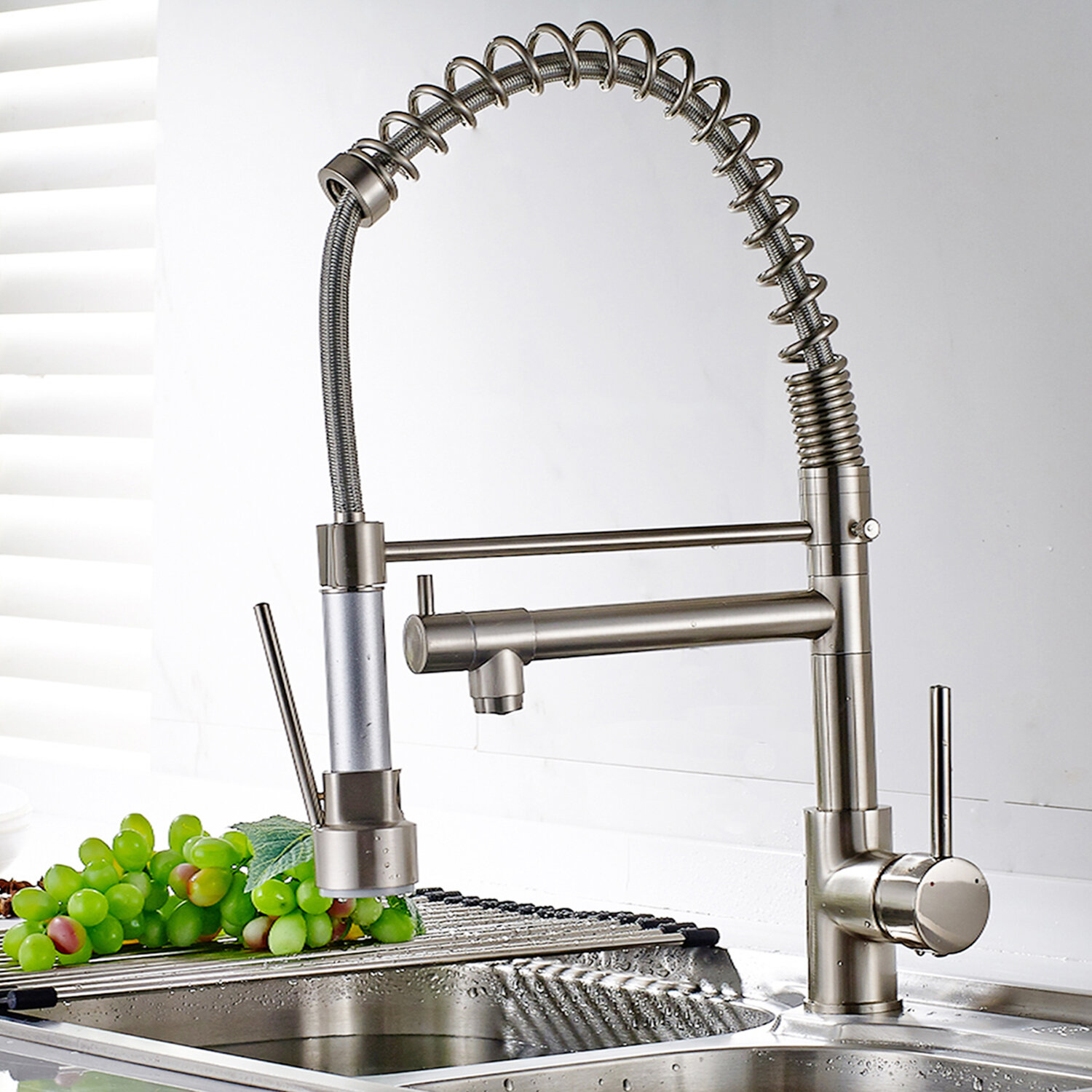 KANGJU Brass Pull Down Touch Single Handle Kitchen Faucet Wayfair