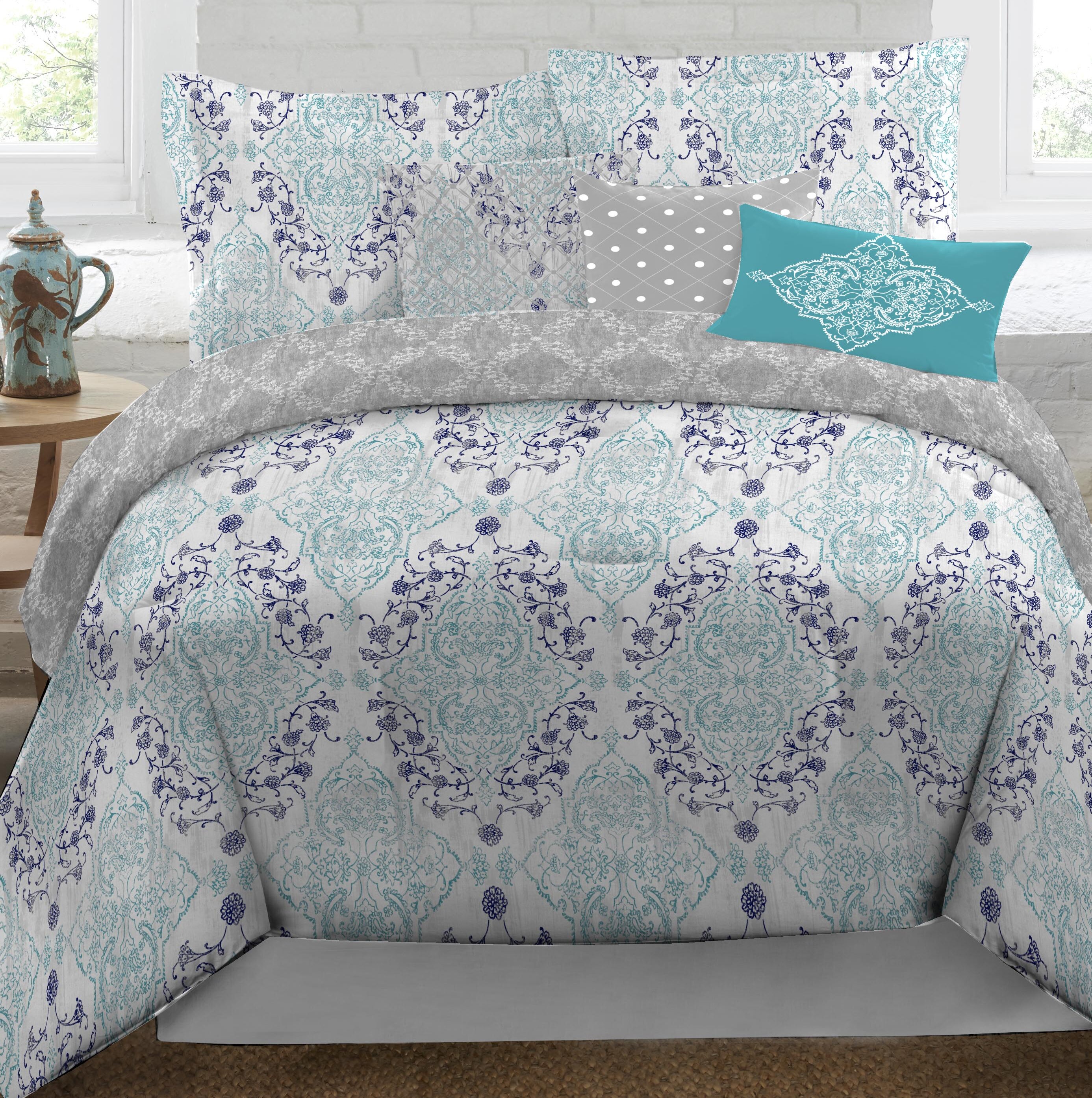 Nicole Miller Aqua Purple Reversible Comforter Set Reviews Wayfair