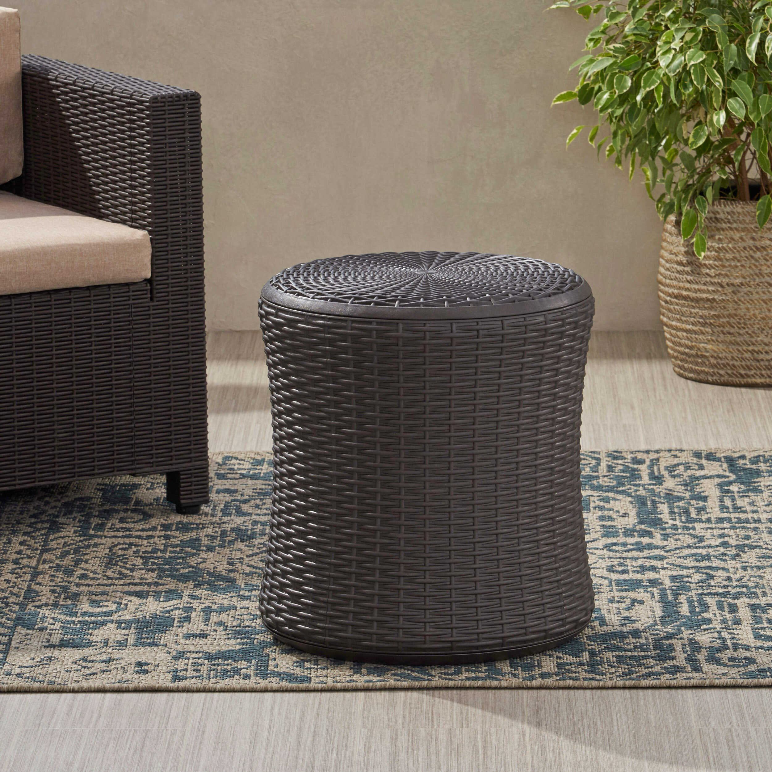 dark rattan side table