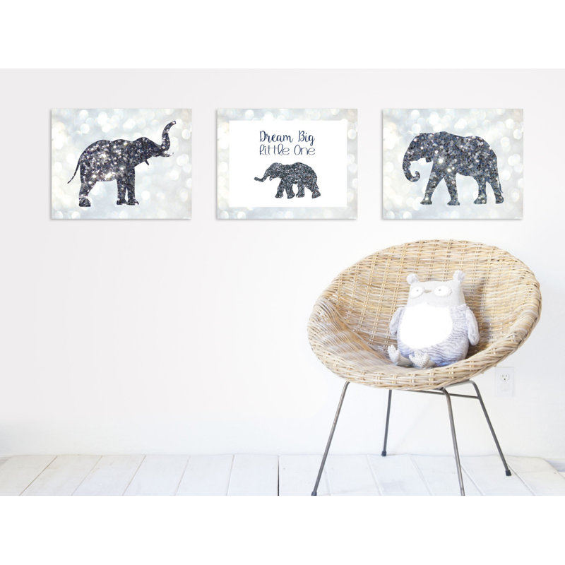 Children Inspire Design Dream Big Little One Glitter Elephants