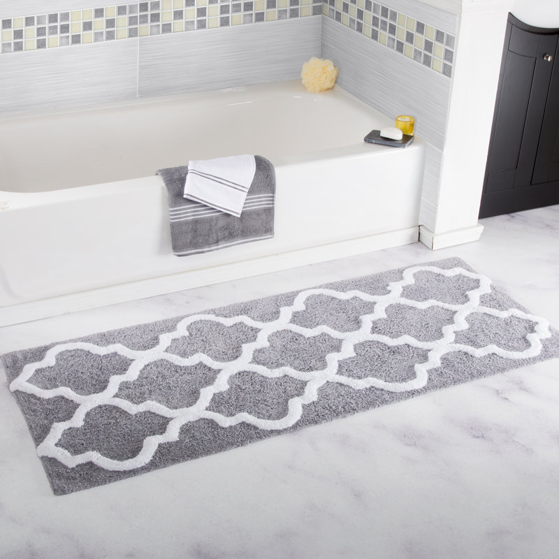 The Twillery Co Long Trellis Rectangular 100 Cotton Non Slip Geometric Bath Rug Reviews Wayfair Ca
