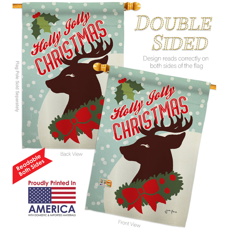 Breeze Decor Holly Jolly Christmas 2 Sided Polyester 40 X 28 In Flag Set Wayfair