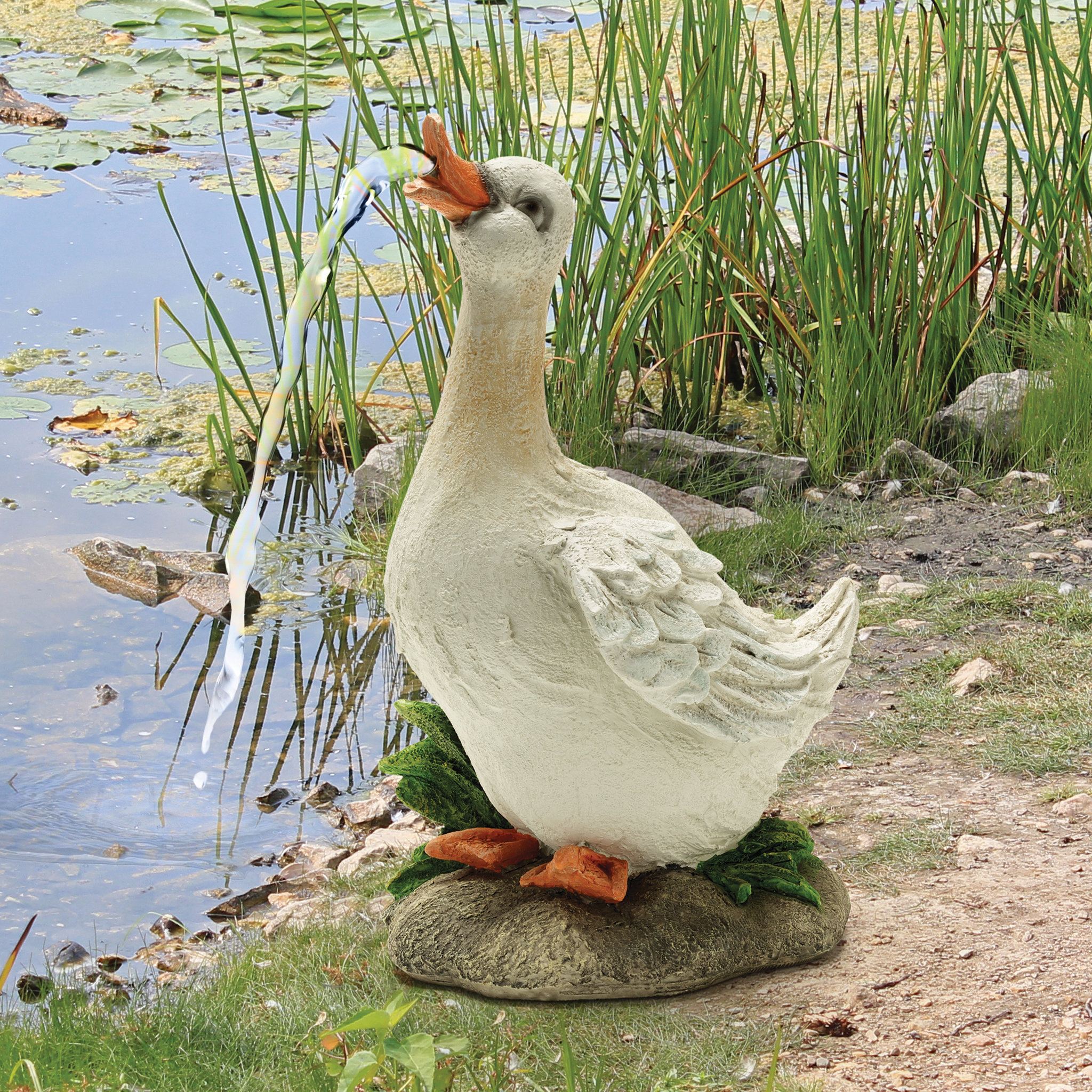 Garden New Life Like Figurine Statue Home Baby Duck Driftwood Look Figurine