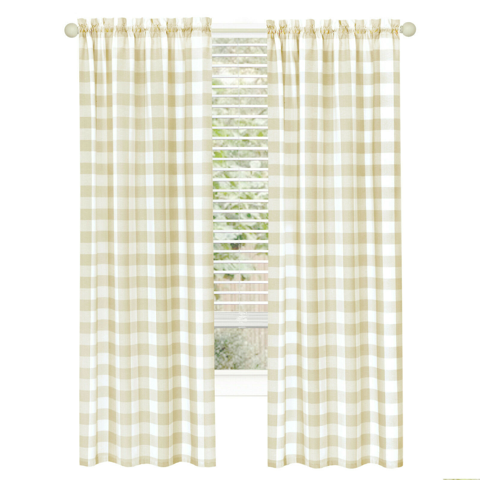 Kate Aurora Country Farmhouse Plaid Gingham Curtains Assorted Colors & Sizes 