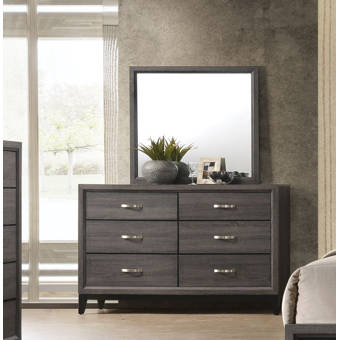 Latitude Run Schlesinger 6 Drawer Double Dresser With Mirror Reviews Wayfair