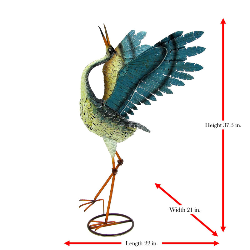 Bayou Breeze Stearns Iron Dancing Cranes 2 Piece Statue Set Reviews Wayfair
