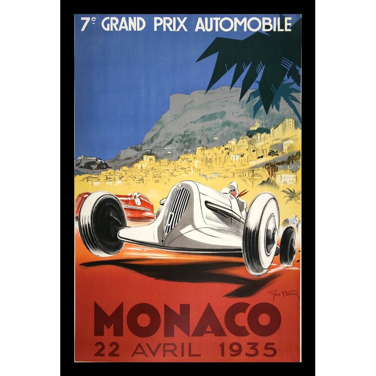 1935 Monaco French Grand Prix Art Automobile Race Advertisement Vintage Poster 