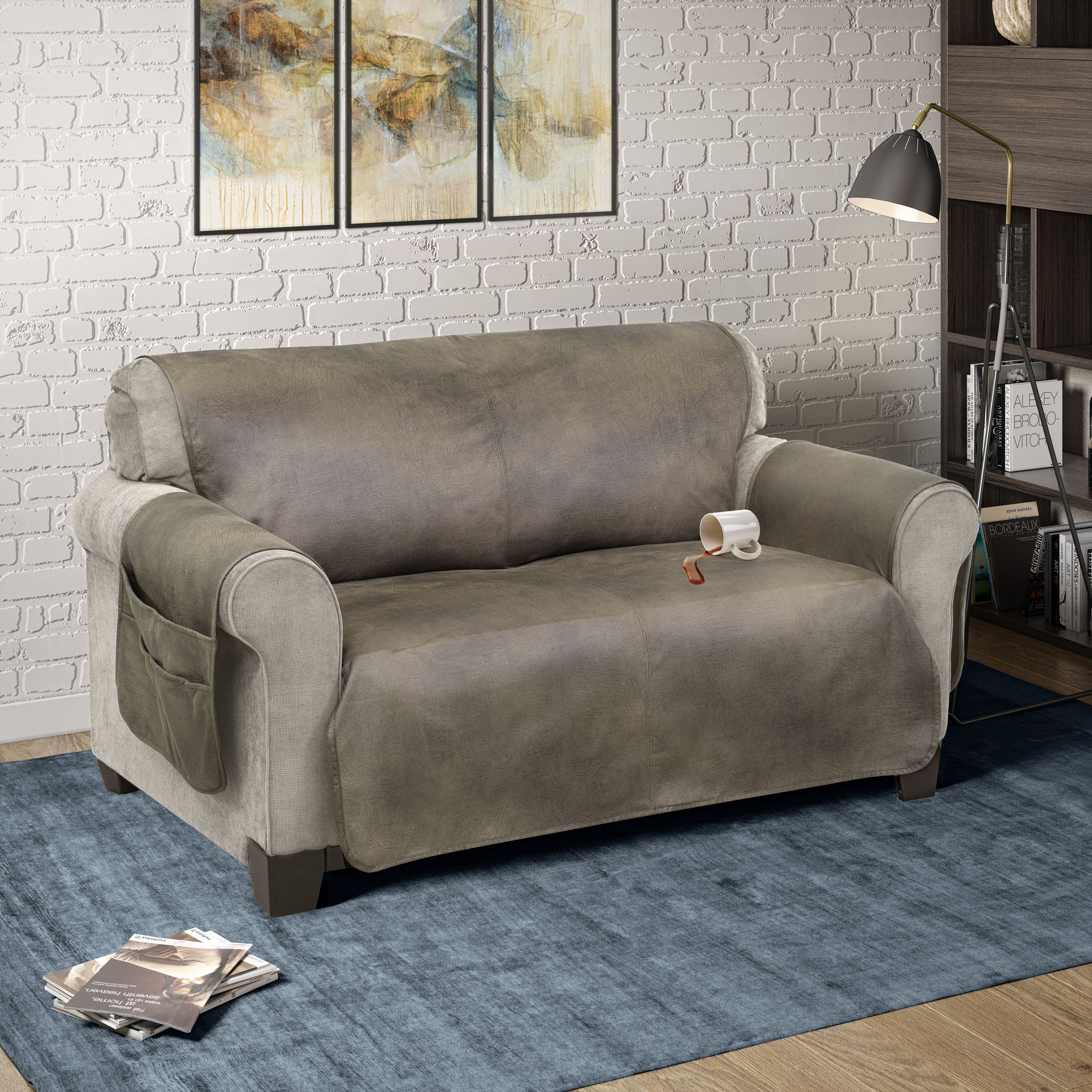 Serta Faux Leather Box Cushion Loveseat Slipcover Reviews Wayfair