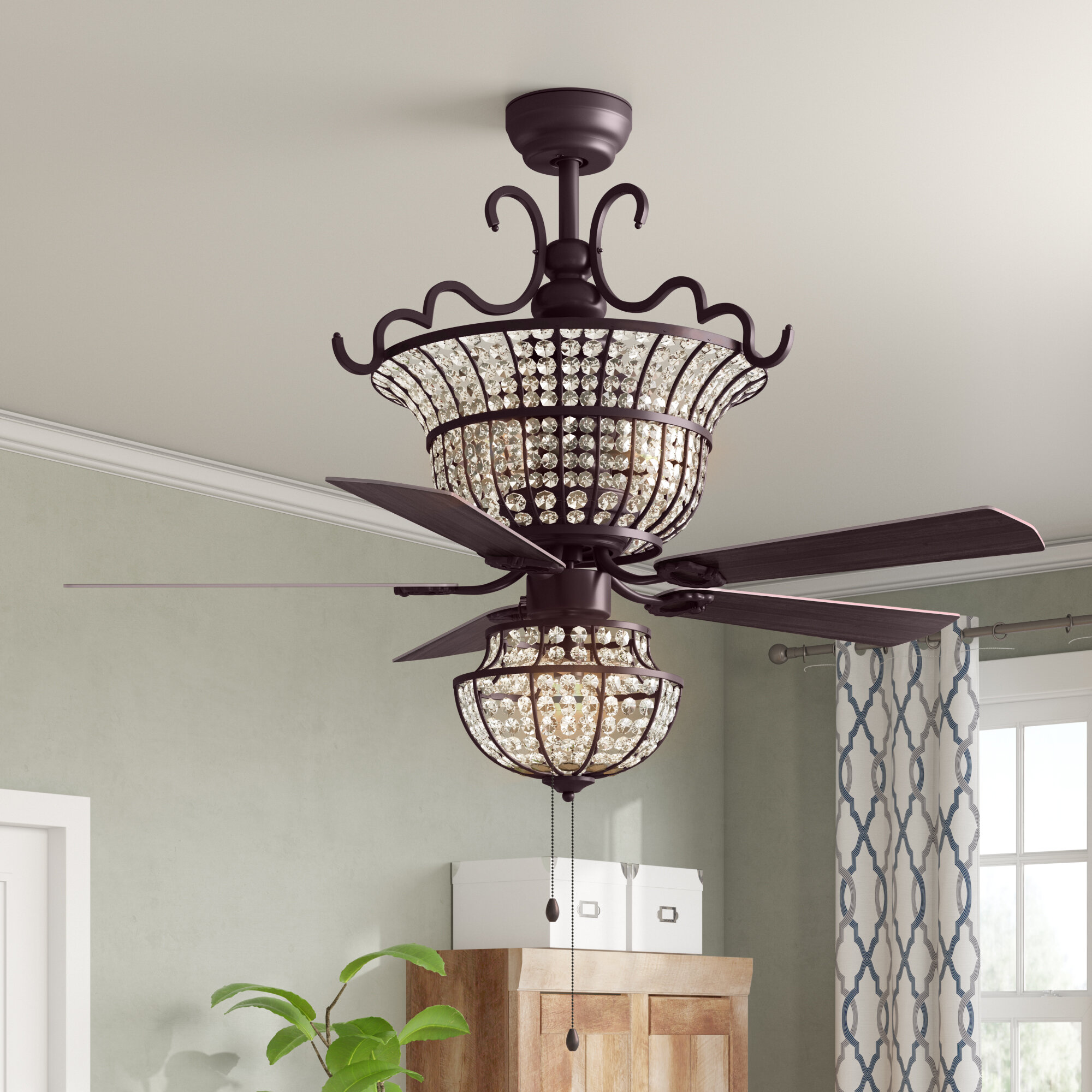 Astoria Grand 52 Drumcullen Crystal Ceiling Fan With Pull Chain